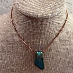 Fashion Jewelry Rose Gold Chain with Green Sea Glass Pendant